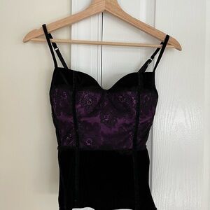 Vintage Victoria's Secret Black and Purple Lace Corset